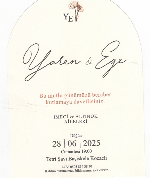 Birlesen elleriniz ve kalpleriniz birbirinden hiç ayrılmasın. Bir hayati tüm güzellikleriyle paylaşmanız dileklerimizle…