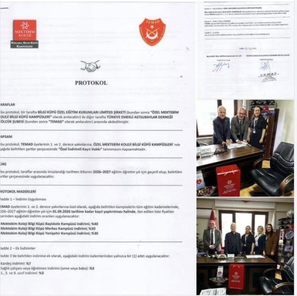 Mektebim Koleji ile üyelerimize özel indirim anlaşması yapılmıştır.