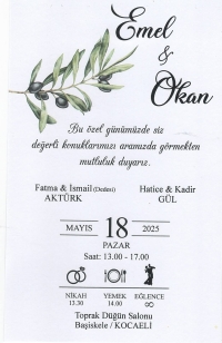 Birlesen elleriniz ve kalpleriniz birbirinden hi&ccedil; ayrılmasın. Bir hayati t&uuml;m g&uuml;zellikleriyle paylaşmanız dileklerimizle&hellip;